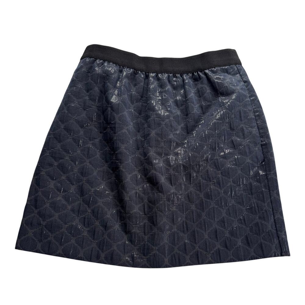 Ann Taylor LOFT Petites 00P Black Jacquard A-Line Skirt Textured